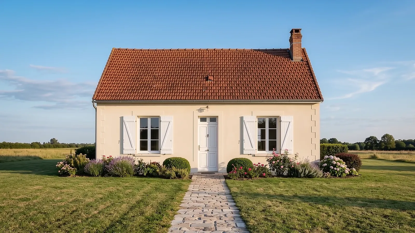 La même maison, du crépi fissuré sous ciel gris jusqu’à la façade refaite en plein soleil.
